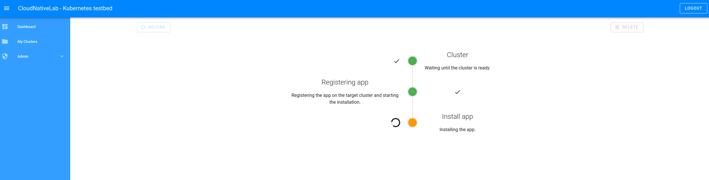 screenshot of a xnl cluster provisioning